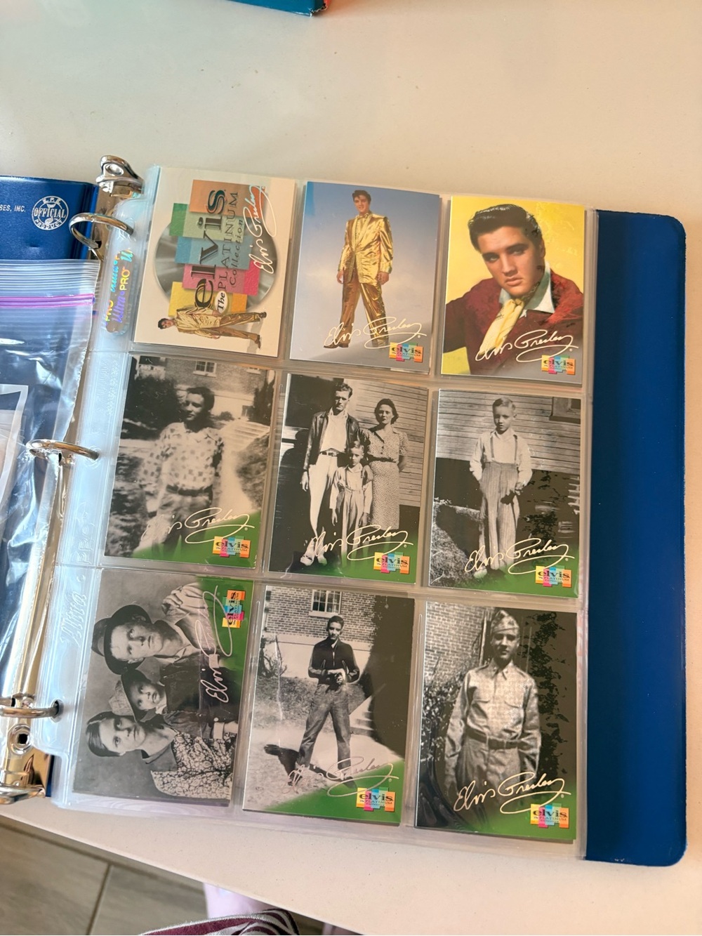collector's binder containing 1992 The Elvis Collection trading cards,